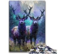Puzzle 1000 pièces pour Adultes Deux Cerfs Staycation Kill Time avec pièces entièrement emboîtables de Formes aléatoires 26x38cm