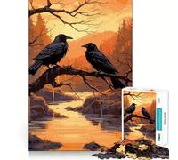 Puzzle 1000 pièces pour Adultes, Deux Corbeaux Noirs, découpe Nette, Jeu de Concentration, Cadeau, Jeu pour Passer Le Temps, scène de Noël (50x75cm)