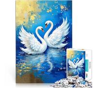 Puzzle 1000 pièces pour Adultes Deux cygnes Amoureux Jouets de Divertissement Familial est idéal comme Cadeau pour Toute la Famille 75x50cm