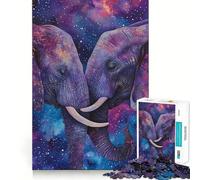 Puzzle 1000 pièces pour Adultes Deux éléphants Amoureux Découpe précise Jeu créatif et ludique Cadeau d'anniversaire (38x52cm)