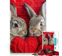 Puzzle 1000 pièces pour Adultes Deux Lapins, Assemblage Parfait, Jeu de réflexion Artistique, Cadeau, Jeu Lent, décoration Murale de Noël (38x26cm)