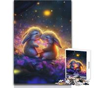 Puzzle 1000 pièces pour Adultes - Deux Lapins Tenant Un cœur - Jeu de Puzzle Relaxant et paisible à Faire à l'intérieur - Découpe précise - Dimensions:38x26cm