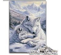 Puzzle 1000 pièces pour Adultes Deux Loups Blancs, Jeu de réflexion pour Adolescents, pour Une soirée de Jeux en Famille 50x75cm