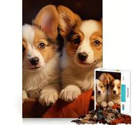 Puzzle 1000 pièces pour Adultes, Deux Pembroke Welsh Corgis, découpe précise, Art, créativité, Jeu de réflexion, Loisirs, Jeu Amusant, Cadeau d'anniversaire (38x52cm)