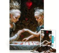 Puzzle 1000 pièces pour Adultes, Deux Reines et Cœurs, inspiré d'Alice au Pays des Merveilles, Jeu de réflexion Artistique, Cadeau, Jeu Lent, décoration Murale de Noël (50x75cm)