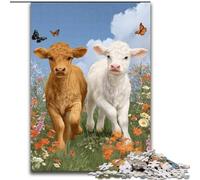 Puzzle 1000 pièces pour Adultes Deux Vaches Puzzle pour s'amuser en Famille Parfait pour Les Vacances, soirées de Jeux interactives 50X75CM