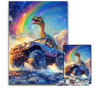 Puzzle 1000 pièces pour Adultes Dinosaure conduisant Une Voiture Puzzle pour 14 Ans et Plus Défi éducatif Activités Amusantes à la Maison, Cadeaux d'anniversaire, Cadeaux de Voyage 50x75cm