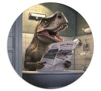 Puzzle 1000 pièces pour Adultes, Dinosaure lisant Un Journal, Puzzle Rond en Papier pour Adolescents de 14 Ans et Plus, décoration d'intérieur 1000 pièces (67,5x67,5cm)