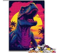 Puzzle 1000 pièces pour Adultes Dinosaure T Rex Coucher de Soleil Dino Jigsaw Un Casse-tête Stimulant pour Les Adolescents, Parfait pour la décoration intérieure ou comme Cadeau (Taille : 50x75cm)