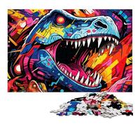 Puzzle 1000 pièces pour Adultes Dinosaures Anciens Puzzles en Bois Casse-tête Haute difficulté pour Adolescents 50x75cm / 19,68x29,52 Pouces