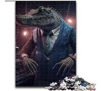 Puzzle 1000 pièces pour Adultes DJ Crocodile en Carton, Casse-tête Stimulant à Faire soi-même, Jeu Familial idéal ou Cadeau décoratif 1000 pièces(26x38cm)