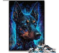 Puzzle 1000 pièces pour Adultes Doberman coloré en Bois, idéal pour Une décoration DIY ou Un Cadeau d'anniversaire. Jeu de réflexion pour Adolescents, pour Les fêtes.