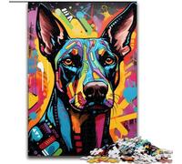 Puzzle 1000 pièces pour Adultes Doberman Graffiti Puzzles pour Adultes pour Les Anniversaires, Les Vacances et la décoration intérieure (Taille 50x75cm)