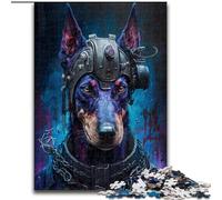 Puzzle 1000 pièces pour Adultes Doberman Warrior en Bois, pour Les 14 Ans et Plus, 50x75cm, Jeu de réflexion pour Adolescents, pour Les fêtes