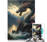 Puzzle 1000 pièces pour Adultes Dragon Asiatique Entraînez Votre Cerveau et Vos Mains Liste de souhaits avec Le Père Noël 52x38cm