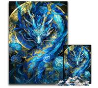 Puzzle 1000 pièces pour Adultes Dragon Bleu avec Fleurs Puzzles pour la décoration intérieure Entraînement cérébral Cadeaux de Vacances 1000 pièces (75 x 50 cm)