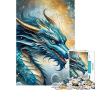 Puzzle 1000 pièces pour Adultes Dragon Bleu dans Les Nuages Modèle Difficile à Assembler Décoration intérieure Jouet pour Les 14 Ans et Plus (38x26cm)