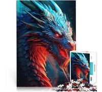 Puzzle 1000 pièces pour Adultes Dragon Bleu Orange Entraînez Votre Cerveau et Vos Mains Liste de souhaits avec Le Père Noël 38x26cm