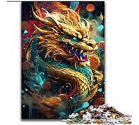 Puzzle 1000 pièces pour Adultes Dragon Chinois en Bois, pour Les 14 Ans et Plus 50x75cm Jeu de réflexion pour Adolescents, pour Les fêtes