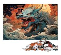 Puzzle 1000 pièces pour Adultes Dragon Chinois galopant dans la mer Puzzle Jeux éducatifs Cadeaux d'anniversaire de Noël pour et Adolescents de 14 Ans et Plus 1000 pièces (38 x 26 cm)