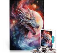 Puzzle 1000 pièces pour Adultes Dragon dans l'univers Réduction du Stress intéressante avec Affiche et Feuille de Questions correspondantes 75x50cm