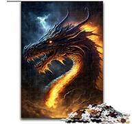 Puzzle 1000 pièces pour Adultes Dragon de feu au Paradis en Bois, activité Amusante à Faire à la Maison 50x75cm, Jeu décoratif Stimulant pour Le Cerveau, Jouet interactif Familial
