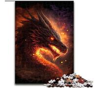 Puzzle 1000 pièces pour Adultes Dragon de feu au Paradis Puzzle en Carton, Jeu Familial interactif, décoration d'intérieur DIY, défi cérébral, Cadeau 1000 pièces(26x38cm)