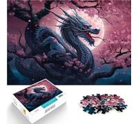 Puzzle 1000 pièces pour Adultes Dragon en Fleurs de Cerisier Jeux éducatifs Décoration d'intérieur Jeu de défi Unique 52x38cm