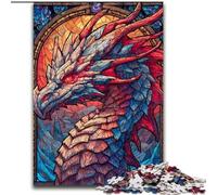Puzzle 1000 pièces pour Adultes, Dragon en vitrail, activité à Domicile pour Les Vacances, Les Anniversaires et Les soirées de Jeux en Famille, 50x75cm