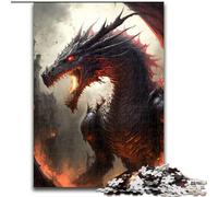 Puzzle 1000 pièces pour Adultes Dragon et feu, Cadeau Amusant à Faire soi-même, idéal pour la décoration de la Maison, du Salon ou du Bureau (Taille : 26x38cm)