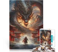 Puzzle 1000 pièces pour Adultes Dragon et Samouraï Compétition de Vitesse Manuelle Décoration Murale, Cadeaux Uniques pour Anniversaire et Noël 75x50cm