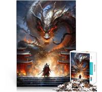 Puzzle 1000 pièces pour Adultes Dragon et Samouraï Jouets éducatifs d'apprentissage Chaque pièce est Unique - Jeu Familial Stimulant et Amusant 38x26cm