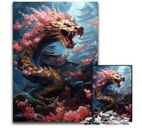 Puzzle 1000 pièces pour Adultes Dragon Japonais Cerise Puzzle Impossible pour Adultes Jeu Familial interactif, Décoration d'intérieur DIY Défi cérébral Cadeau 50x75cm/19,68x29,52 Pouces