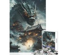 Puzzle 1000 pièces pour Adultes Dragon sur Une cité Antique Décoration intérieure Jouet Cadeau d'anniversaire Jeu de Manipulation Convient pour Un Bureau Dimensions 38x26cm