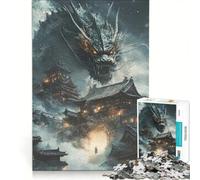 Puzzle 1000 pièces pour Adultes Dragon sur Une cité Antique, Jouet éducatif, Niveau de difficulté Difficile, idéal pour Un Anniversaire ou Noël 50x75cm