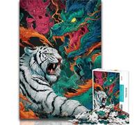 Puzzle 1000 pièces pour Adultes Dragon Tiger Fight Puzzle 1000 pièces pour Adolescents et Adultes pièces entièrement emboîtables et de Formes aléatoires 38x26cm