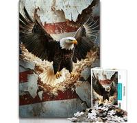 Puzzle 1000 pièces pour Adultes, Drapeau américain, Aigle, Jouets éducatifs et éducatifs pour la Famille, renforce l'amour Entre Les Couples, 75x50cm