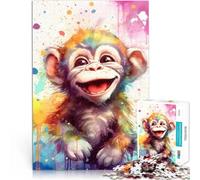 Puzzle 1000 pièces pour Adultes Drôle de Petit chimpanzé Jouets de Divertissement Familial Cadeaux pour Les Amis et la Famille 38x26cm