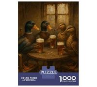 Puzzle 1000 Pièces pour Adultes Ducks Drinking Beer at A Table Puzzle Casse-tête Difficile, Idéal comme Cadeau pour Toute La Famille 70x50cm/1000pcs
