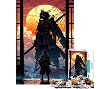 Puzzle 1000 pièces pour Adultes Duel de samouraïs au Coucher du Soleil Jeu intellectuel Familial Convient aux Couples pour Les Amateurs de Jeux (Dimensions 38x26cm)