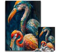 Puzzle 1000 pièces pour Adultes : Duo de Flamants Roses colorés, Puzzle en Bois pour Adultes, pour Les Amoureux du Voyage et Les Couples, Jouet Stimulant 50x75cm/19,68x29,52 Pouces
