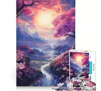 Puzzle 1000 pièces pour Adultes Eaux tranquilles et Arbres en Fleurs Jeu de réflexion Cadeau d'anniversaire idéal pour décorer Un Bureau 50x75cm