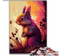 Puzzle 1000 pièces pour Adultes Écureuil coloré en Bois, pour Les Parents, Les Amoureux et Les Amis à partir de 14 Ans 50x75cm pour Un Anniversaire, des Vacances, Noël ou Halloween