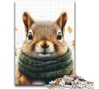Puzzle 1000 pièces pour Adultes Écureuil Portant Une écharpe Staycation Kill Time avec des pièces entièrement emboîtables de Formes aléatoires 26x38cm
