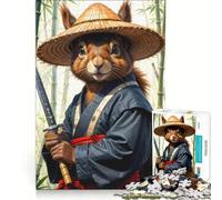Puzzle 1000 pièces pour Adultes Écureuil Roux Guerrier Samouraï Jeu Impossible Défi à compléter Idéal comme Cadeau 38x26cm