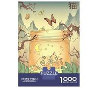 Puzzle 1000 Pièces pour Adultes Edo Japanese Asian Kitten Puzzle Casse-tête Jeu De Réflexion Décoration Murale Cadeaux Uniques pour Anniversaire Et Noël 52x38cm/1000pcs