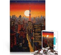 Puzzle 1000 pièces pour Adultes Éducatif ES Coucher de Soleil à Tokyo, Japon Fait de Papier，pour et à partir de 14 Ans et Plus Jeu de Casse-tête Don d'œuvres d'art。Taille：26x38cm/10.24x14.96pouce