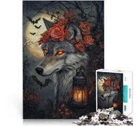 Puzzle 1000 pièces pour Adultes Éducatif ES Loup menaçant Fait de Papier，pour et à partir de 14 Ans et Plus Difficile à réaliser mais Amusant et Humoristique Cadeau d'anniversaire。Taille：26x38cm