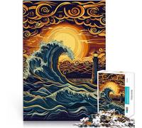 Puzzle 1000 pièces pour Adultes Éducatif ES Phare des Vagues de l'océan Fait de Papier，Convient aux Personnes âgées de 14 Ans et Plus défi éducatif Car C'est Un pour Toute la Famille。