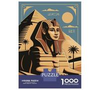 Puzzle 1000 Pièces pour Adultes Egyptian Sphinx and Pyramid Illustration Puzzle Adulte - Jeu De Réflexion - Vacances À La Maison - Tuer Le Temps - Faire Travailler Son Cerveau 38x26cm/1000pcs